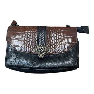 Brighton Brown Black Leather Sling Crossbody Bag. Missing strap. Western Country